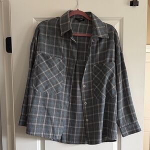 Papermoon Charcoal Checkered Shirt Jacket